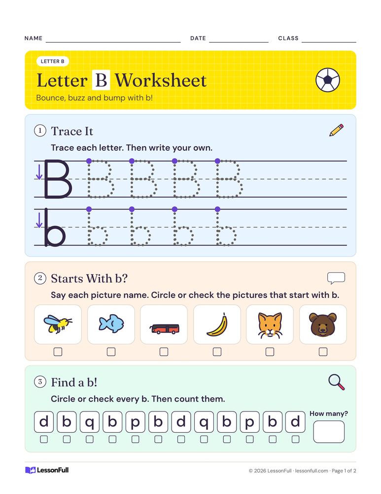Letter B Worksheet